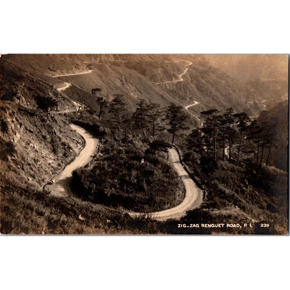 Vintage Zig-Zag Benguet Road Philippines Scenic‎ Postcard 239